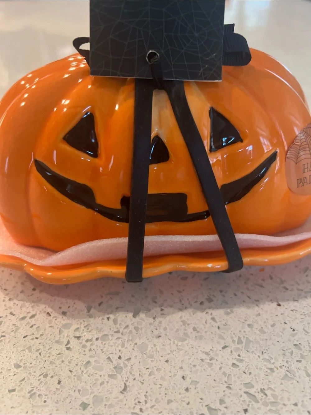 Orange Pumpkin Butter Dish with Black Trim - Seasonal Ceramic Food Storage